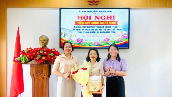 Xã Nghĩa Hành tuyên dương tập thể, huấn luyện viên, vận động viên đạt thành tích xuất sắc tại Đại hội Thể dục thể thao tỉnh Quảng Ngãi lần thứ I