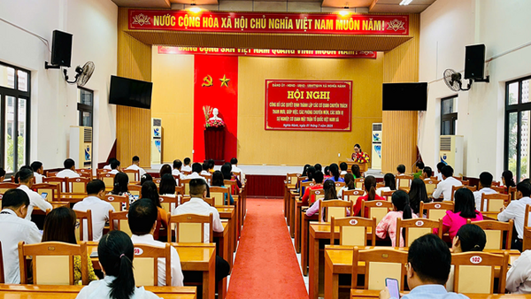 Hội nghị công bố các Quyết định thành lập các cơ quan chuyên trách tham mưu, giúp việc, các phòng chuyên môn, các đơn vị sự nghiệp, cơ quan Mặt trận Tổ quốc Việt Nam xã.